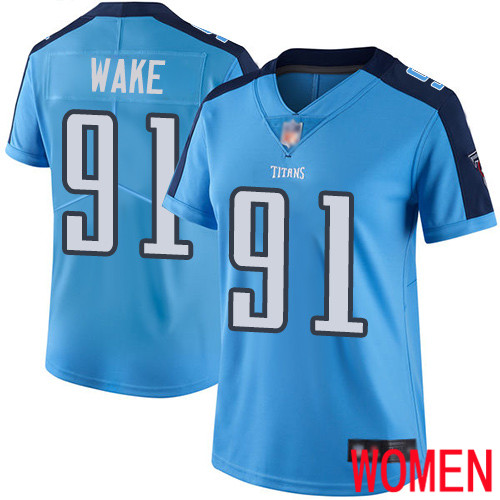 Tennessee Titans Limited Light Blue Women Cameron Wake Jersey NFL Football #91 Rush Vapor Untouchable->women nfl jersey->Women Jersey